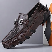 Χαμηλού Κόστους Ανέμελος-ανδρικά loafers από δέρμα κροκόδειλου - πολυτελή slip-on φόρεμα με μεταλλική πόρπη για επίσημο και casual ντύσιμο