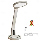 abordables Lámparas de escritorio-Lámpara de escritorio LED, lámpara de mesa con reloj, lámpara de escritorio regulable recargable por USB, luz LED enchufable, protección ocular plegable, luz nocturna de lectura, lámpara de mesa de