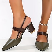 halpa Juhlasaappaat-naisten kaksisävyiset slingback-lohkokorkopumput – tyylikkäät teräväkärkiset, kultakoristeiset kengät toimistoon, juhliin ja muodollisiin tapahtumiin