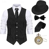 levne oblečení-Retro Řvoucí 20s 20. léta 20. století Úbory Vesta Sada příslušenství Gentleman Gangster Maškarní kostým Pánské předvečer Všech svatých Karneval Nový rok Karneval Večírek Plesová maškaráda Dospělé