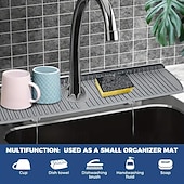 رخيصةأون أدوات الحمام-قطعة واحدة من مقبض صنبور السيليكون، صينية فلتر بالتنقيط، حصيرة كبيرة من السيليكون، حامل إسفنجة لصابون الأطباق، ملحقات حوض المطبخ، طاولة المطبخ والحمام، واقي من دفقة حوض المطبخ