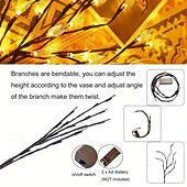 preiswerte Dekorative Lichter-1 Stück transparentes Blätterzweiglicht mit 20 LEDs, LED-Lichtstreifen, Weidenzweiglampe, Blumenlichter erhellen Ihren Raum mit eleganter Atmosphäre, perfekt für Haus, Garten, Hochzeit, Weihnachtsdekoration