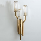 baratos Candeeiros de Parede de interior-Luzes de parede internas LED Luz de 3 cores 28 cm Arandela de parede de cristal de luxo moderna com 3 luzes E14 lâmpada noturna de cabeceira de metal para quarto banheiro sala de estar corredor