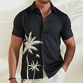 בגדי ריקוד גברים עץ קוקוס צמחים טרופיים חולצה חולצת הוואי חולצת אלוהה שרוולים קצרים חולצה עומד יום יומי בָּחוּץ חופשה רחוב שחור S M L זול צמחים טרופיים-בגדי ריקוד גברים עץ קוקוס צמחים טרופיים חולצה חולצת הוואי חולצת אלוהה שרוולים קצרים חולצה עומד יום יומי בָּחוּץ חופשה רחוב שחור S M L