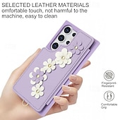 baratos Capa Samsung-telefone Capinha Para Samsung Galaxy S24 Ultra Plus S23 Ultra Plus S22 Plus Ultra A55 A35 A25 A15 5G A54 A34 A14 S25 Ultra Capa traseira Com Suporte Magnética com cordão Retro flor floral TPU Couro PU