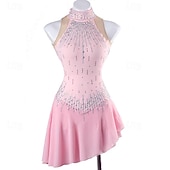 preiswerte Eiskunstlaufkleider-Eiskunstlaufkleid Damen Mädchen Eislaufen Kleider Rosa Patchwork Rückenfrei Gitter Spandex Hochelastisch Ausbildung Praxis Professionell Eiskunstlaufkleidung Klassisch Kristalle Langarm Eislaufen