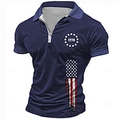  4 de julho de 2026 250º Homens Bandeira americana veteranos Camisas Polo com zíper Camisa de golfe Manga Curta Camisas polo Camisas de colarinho Casual Streetwear Roupas de férias Trajes de festa