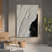 cheap People Paintings-Large handmade Abstract texture oil painting hand painted Wall Art  Texture oil painting Wall Art Black and White Abstract Lady Painting Modern  Wall Art black white painting  Wall Art