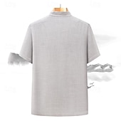 economico Casual da lavoro-Per uomo Camicia Camicia di lino Camicia con colletto cinese Camicia con colletto alla coreana Camicia popover Camicia casual Semplice Vacanza Streetwear Blu marino Beige Grigio Manica Corta Collo