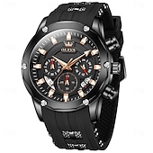 cheap Quartz Watches-OLEVS Men Quartz Watch Outdoor Sports Fashion Wristwatch Luminous Calendar Chronograph Waterproof Silicone Gel Watch