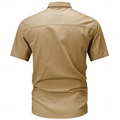 abordables chemises western pour hommes-Homme Drapeau Drapeau Américain Imprimé Lettre Chemise de travail Chemise Western Chemise Cargo Manche Courte Style Western Tactique Mode Décontractée Sortir Été Col Rabattu Boutons Imprimé Noir Vert