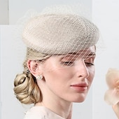 economico Cappelli per feste-cappelli berretto in fibra di tulle cappello a bombetta / cappello a cloche cappello di paglia da sposa tea party matrimonio elegante con copricapo in tulle copricapo