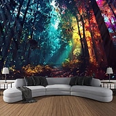 cheap Blacklight Tapestries-Blacklight Tapestry UV Reactive Glow in the Dark Glow Party Neon Light Tower Nature Psychedelic Trippy Misty Hanging Tapestry Wall Art Mural for Living Room Bedroom