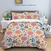 economico Set copripiumino-fresca stampa floreale set da 3 pezzi di copripiumini per camere d&#039;albergo camere per gli ospiti comodo set di biancheria da letto 1 copripiumino 2 federe