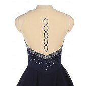 voordelige Schaatsjurken-Kunstschaatsjurk Dames Voor meisjes Schaatsen Jurken Zwart Lapwerk Open achterkant Netstof Spandex Rekbaar Opleiding Oefenen Professioneel Kunstschaatskleding Thermisch Warm Kristal / Bergkristal