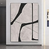 voordelige Abstracte schilderijen-schilderij handgemaakt zwart-wit abstract olieverfschilderij handgeschilderd wabi sabi abstract schilderij wandkunst kunstwerk modern abstract olieverfschilderij geometrisch schilderij wandkunst voor