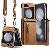 economico Cover Samsung-telefono Custodia Per Samsung Galaxy Z Flip 7 Z Flip 5 Z Flip 4 Z Flip 3 Copertura Posteriore con Supporto Magnetico Cerniera Retrò TPU PC Pelle PU