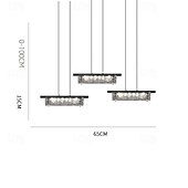 cheap Pendant Lights-LED Pendant Light 3-Color Light 35/50/65cm 1/2/3-Light Rectangle Brass Black Chandelier Modern Rectangular Pendant Lighting Fixture for Dining Room Kitchen Island Bedroom 220-240V