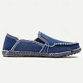 abordables Zapatillas sin cordones y mocasines de hombre-Mocasines informales de lona para hombre: zapatos para caminar ligeros y transpirables
