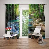 billiga Gardiner och draperier-2 paneler natur skog gardin draperier mörkläggningsgardin för vardagsrum sovrum kök fönster behandlingar värmeisolerat rum mörkläggning