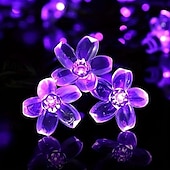 abordables Guirlandes solaires-Guirlande lumineuse solaire élégante pour réception de mariage, guirlande lumineuse à fleurs de 33 pieds, 100 LED, 8 modes, lumières violettes pour fête de mariage, décorations d&#039;intérieur,