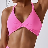 voordelige Sport bh&#039;s-Dames Lichte ondersteuning Sport bh&#039;s Running BH Open achterkant Gekruiste rug Goede top Gewatteerd Fitness Recreatiesport Hardlopen Ademend Lichtgewicht Zacht Zwart Roze Marine Blauw Effen