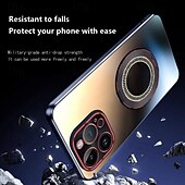 Недорогие Чехлы для iPhone-Чехол для телефона для iPhone 15 Pro Max iPhone 14 Pro Max iPhone 13 Pro Max задняя крышка с подставкой ударопрочный стеклянный камень ПК