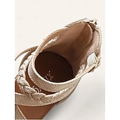 halpa Naiset-Naisten boho-rannekkeiset litteät sandaalit, joissa on punottu muotoilu – mukavat ja tyylikkäät avokärkiset kengät kesä-, ranta- ja vapaa-aikaan