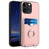 economico Cover per iPhone-telefono Custodia Per iPhone16 iPhone 15 Pro Max Plus iPhone 14 13 12 11 Pro Max Plus Mini SE Per retro Supporto ad anello Slot per schede Resistente agli urti Retrò TPU Metallo pelle sintetica
