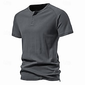levne Ležérní tričko Henley-Pánské Tričko s knoflíkem Tričko Tričko Henley Trička Krátký rukáv Henley Jaro léto Bez vzoru Pit Strip Módní Designové Základní Dovolená ulice Jdeme ven Černá Bílá Námořnická modř Top tričko pro muže