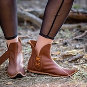 cheap Footwear-Vintage Medieval Renaissance Shoes Boots Flat Jazz Boots Fairy Ranger Elven Fancy Dress Men's Women's Celtic Pirate Fantasy Halloween Carnival Masquerade Casual Daily LARP Ren Faire Adults' Shoes