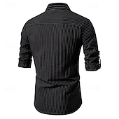 economico Casual da lavoro-Per uomo Camicia Camicia con colletto cinese Camicia con colletto alla coreana Camicia popover Maglietta informale Camicia di cotone A strisce Da mare Hawaiano Nero Bianco Rosa Viola Manica lunga A