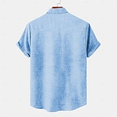 economico Vacanza-Per uomo Camicia camicia di lino Camicia da spiaggia Camicia hawaiana Albero di cocco Da mare Curise Blu Maniche corte Collo ripiegabile Estate Abbigliamento