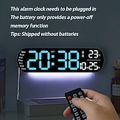 economico Luci decorative-Luce notturna a LED da 1 pz 8 colori, orologio multifunzione con display a LED corto con temperatura settimanale e calendario, telecomando Orologio da parete digitale intelligente 12/24 ore con luce d&#039;atmosfera 1 regolazione del colore