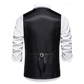 cheap Men&#039;s Waistcoat-Men&#039;s Vest Gilet Daily Wear Vacation Going out Vintage Fashion Spring &amp;  Fall Button Polyester Comfortable Plain Single Breasted V Neck Regular Fit Black Burgundy Dark Navy Gray Vest