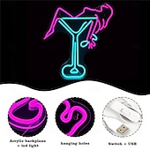 cheap Neon LED Lights-Oktoberfest Cocktail USB Neon LED Sign Light, Luminous Styling Neon Light Beer Bar Club Acrylic Neon Light for Hotel Bar Cafe Birthday Party Teen Room Wall Decoration Light Sign 1PC