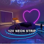 Χαμηλού Κόστους Neon LED Φώτα-1μ 3M 5μ Φώτα σε Κορδόνι Φώτα νέον ταινίας 72/216/360 LEDs Ευέλικτο νέον 1set RGB Φώτα διακοπών Φώτα Λωρίδες LED Έλεγχος APP Με ροοστάτη Πάρτι 12 V