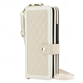 cheap Samsung Cases-Phone Case For Samsung Galaxy Z Fold 6 Z Fold 5 Z Fold 4 Z Fold 3 Back Cover with Stand Holder Magnetic with Lanyard Retro TPU PU Leather