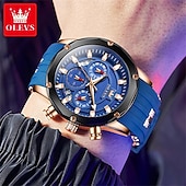 cheap Quartz Watches-OLEVS Men Quartz Watch Outdoor Sports Fashion Wristwatch Luminous Calendar Chronograph Waterproof Silicone Gel Watch