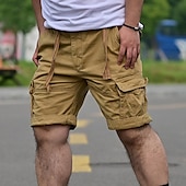 cheap Outdoor-Men&#039;s Tactical Shorts Cargo Shorts Shorts Buttons Drawstring Multi Pocket Plain Wearable Short Outdoor Daily Camping &amp; Hiking Fashion Classic Black White