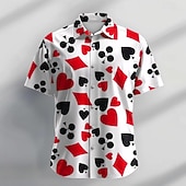 tanie Geometryczny wzór-Męskie Wzór geometryczny Poker Koszula Zapinana na guziki koszula Krótki rękaw Moda Designerskie Codzienny Codzienny Święto Plaża Wiosna i lato Wieczorne Nadruk Przycisk w dół Niebiesko-zielony
