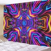 levne Tapiserie Blacklight-blacklight gobelín uv reaktivní záře ve tmě záře party neon psychedelický trippy misty závěsný gobelín sova nástěnná malba pro obývací pokoj ložnice
