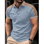 olcso Férfi klasszikus póló-Férfi Button Up Polos Golfing Hétköznapi Szabadság Hajtóka Rövid ujjú Divat Alap Színes Kollázs Hímzett Nyár Normál Bor Fekete Sötétkék Lóhere Világoskék Szürke Button Up Polos