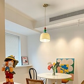 abordables Suspension-suspension led lumière 3 couleurs 19,5 cm 1 lumière créative en forme de chapeau lampe suspendue en verre abat-jour encastré plafonniers lustre de style minimaliste nordique étude de chevet chambre