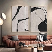 voordelige Abstracte schilderijen-schilderij handgemaakt zwart-wit abstract olieverfschilderij handgeschilderd wabi sabi abstract schilderij wandkunst kunstwerk modern abstract olieverfschilderij geometrisch schilderij wandkunst voor