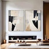 baratos Pinturas Abstratas-arte minimalista bege branco preto feita à mão arte de parede wabi-sabi bege brancogrande arte de parede abstrata begearte texturizada preta pintura a óleo