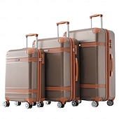 abordables Supports de rangement-Ensemble de valises 3 pièces, bagage de voyage léger et extensible à coque rigide en ABS avec serrure Tsa, roulettes pour hommes et femmes