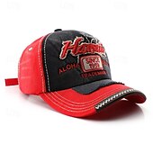 economico Cappellino da baseball da uomo-Per uomo Cappellino da baseball Cappello da sole Cappello da camionista Rosso Verde Cotone Collage Con ricami Di tendenza Informale Strada Giornaliero Alfabetico Regolabile Crema solare Traspirante