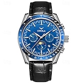preiswerte Mechanische Uhren-Herren Mechanische Uhr Modisch Geschäftlich Armbanduhr Automatikaufzug Tourbillon Mondphasenanzeige leuchtend Leder Beobachten