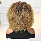 tanie starsza peruka-Peruki syntetyczne Uniformy Zawody Księżniczka Kręcone Tight Curl Przedziałek na środku Fryzura cieniowana Tkany maszynowo Peruka 14 cali Jasnobrązowy Włosie synetyczne Damskie Cosplay Impreza Moda
